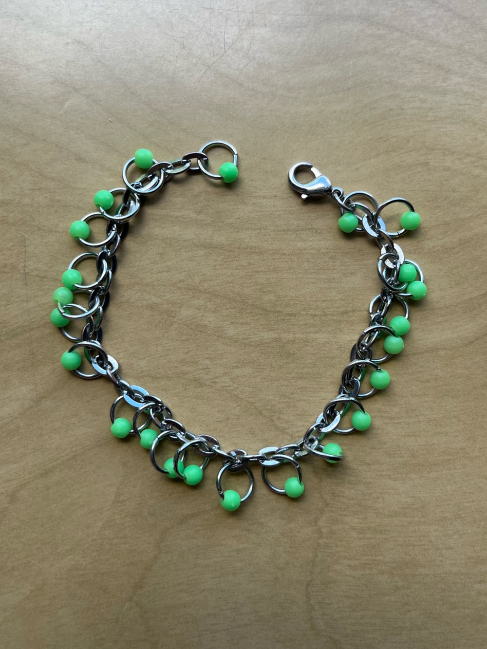Neon Green Bead Jewelry Set - Necklace, Bracelet & Earrings - Picture 4 of 6